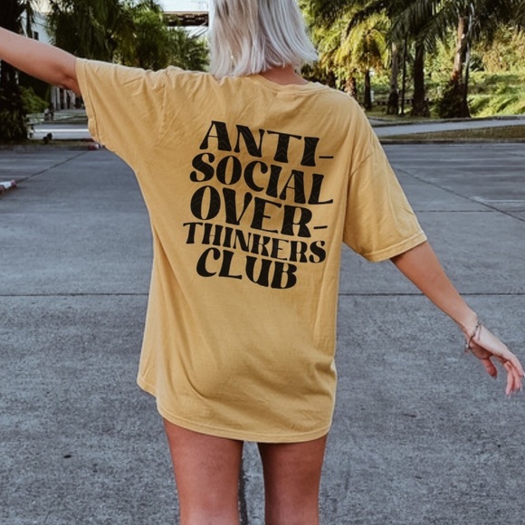 NEW Anti Social Overthinker Club funny graphic tee - Picture 5 of 6
